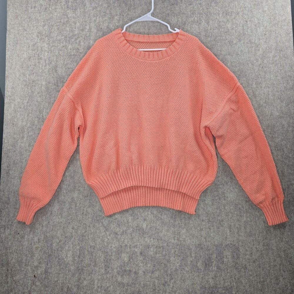 Loose Knit Oversized Womens Sweater Coral Size 5XL Polyester Round Neck